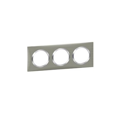 Plaque Legrand Dooxie - 3 postes - Style Inox Bross� - Legrand 600873