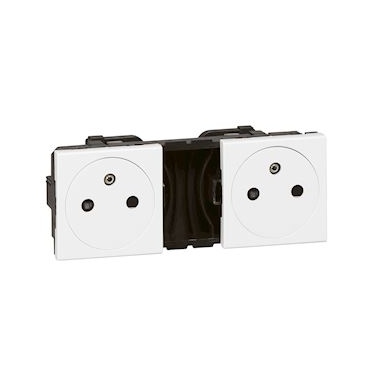 Prise de courant - 2 x 2P+T - Surface - Blanc - Legrand Mosaic 077134