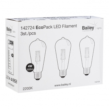 Ampoule � LED - E27 - 4W - 2200K - 300 Lm - ST64 - Lot de 3 - Bailey 142724