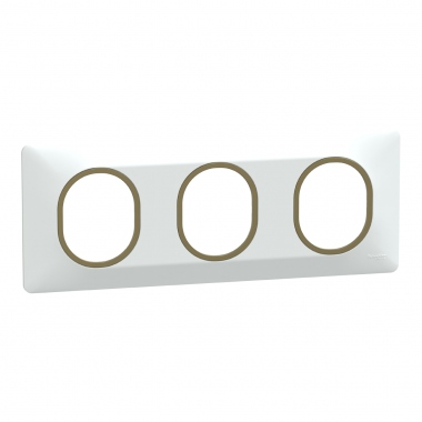 Plaque de finition - Ovalis - 3 Postes - Horizontale - 71 mm - Blanc laiton - Schneider Electric S320706D