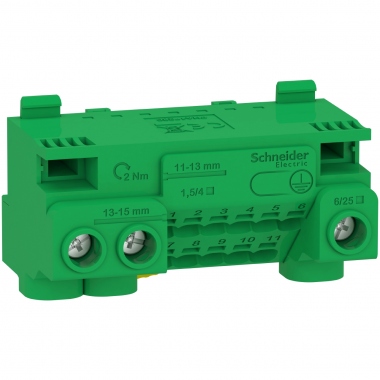 Bornier de terre - 63A - 14 Trous - Resi9 - Schneider Electric LGYT1E14