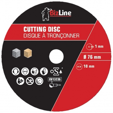 Disque � tron�onner - 76 x 1 mm - Pour acier et m�tal - Lot de 10 - Bizline 781003