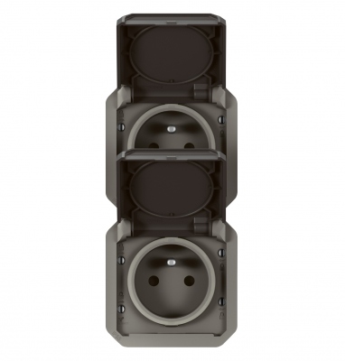 Prise de courant - 2 x 2P+T - Verticale - Anthracite - Composable - Legrand Plexo 069843L