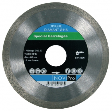 Disque diamant - Jante continue lisse - Pour carrelage - Diam�tre 125 mm - Novipro 70184623919