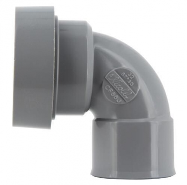 Coude PVC - Femelle / Femelle - 87�30 - Diam�tre 32 mm - A joint - Nicoll UCF88J