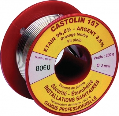 Bobine de fil - 157 - Brasage tendre - Etain/Argent 3,5% - Sans plomb gaz - 250g - Castolin 157GAZ2002P