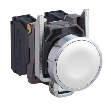 Bouton Poussoir - Affleurant - 1 NO - Blanc - Complet - Schneider Harmony XB4BA11
