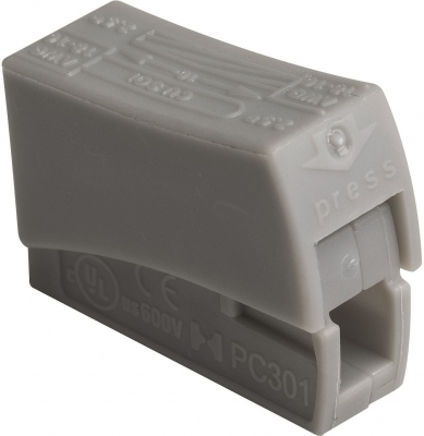 Borne luminaire - Grise - Pour 1 fil rigide et 1 fil souple - Boite de 100 - Bizline 103400
