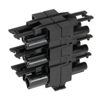 Distributeur en H - 3 P�les - 1 Entr�e - 5 Sorties - Noir - Bizline 300043