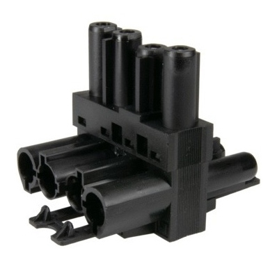 Distributeur en T - 4 P�les - 1 Entr�e - 2 Sorties - Noir - Bizline 300040