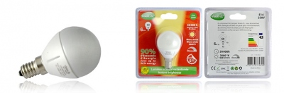 Ampoule  LED - Vision-EL - E14 - 6W - 3000K - P45 - Dimmable - Dpolie - Blister