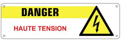 Plaque en pvc danger haute tension 200x60mm