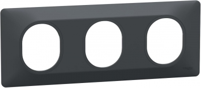 Plaque de finition - Ovalis - 3 Postes - Horizontale - 71 mm - Anthracite - Schneider Electric S340706