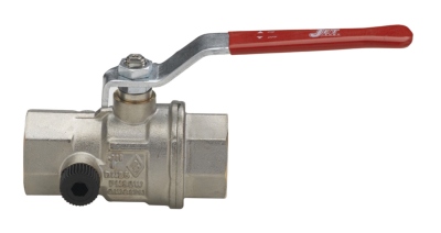 Vanne � tournant sph�rique - A purge - Passage int�gral. Poign�e alu rouge - En Laiton nickele - FF - Altech 6185060000