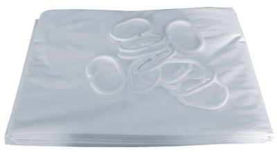 Rideau de douche - Hauteur 200 cm - Largeur 180 cm - 8 anneaux plastique blanc - Pellet 804182