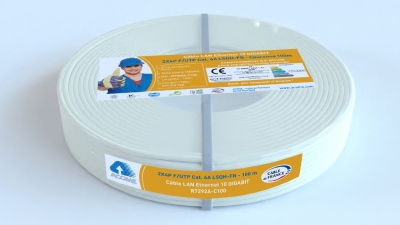 Cable r�seau - Cat�gorie 6A - UTP - LSOH-FR - 2 x 4 paires - Couronne de 100 M�tres - Ivoire - DCA - Acome R7292AC1