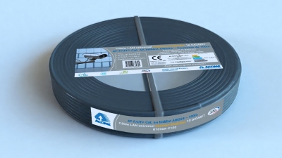 Cable r�seau - Cat�gorie 6A - UTP - Ext�rieur - LSOH-FR - 4 paires - Couronne de 100 M�tres - Noir - DCA - Acome R7690AC1