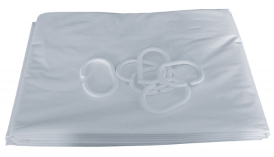 Rideau de douche - Hauteur 180 cm - Largeur 90 cm - 6 anneaux plastique blanc - Pellet 804090