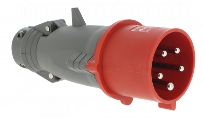 Fiche droite male 32 Amp�res 3P+N+T IP44 rouge - Legrand Hypra 52944