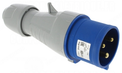 Fiche droite m�le 32 Amp�res 2P+T IP44 bleu - Legrand 555234