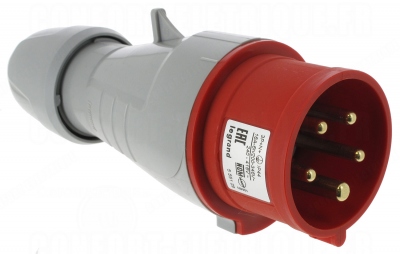Fiche droite m�le 16 Amp�res 3P+N+T IP44 rouge - Legrand 555129