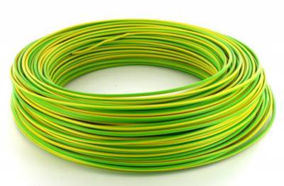 Fil rigide - H07VU - 1 x 1.5 mm - Vert / Jaune - Couronne de 500 mtres