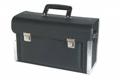 Valise verrouillable pour outils en cuir noir