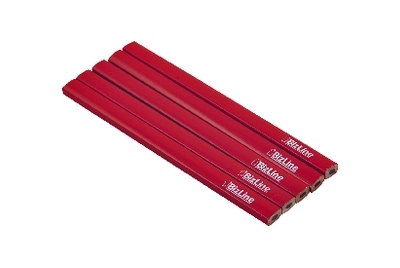 Crayon menuisier - 18 cm - Rouge - A l'unit - Bizline 790002