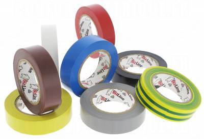 Ruban adh�sif �lectricien en rouleau pack de 8 couleurs