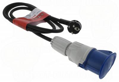 Cordon adaptateur 2P+T - P17 1,5 m pour caravane ou bateau