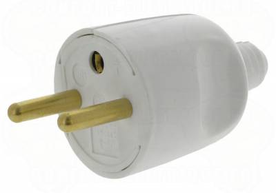 Fiche male 16A 2P+T en plastique couleur blanc