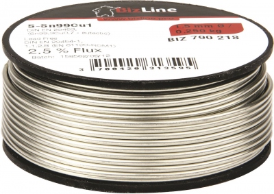 Bobine de fil d'�tain pour soudure - Epaisseur 1.5 mm - Bizline 790218