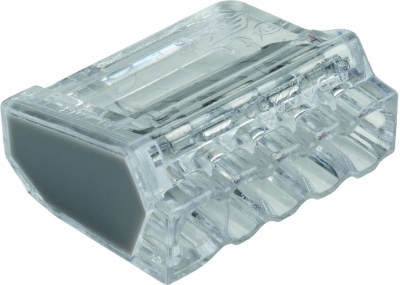 Borne de connexion - 5 entr�es - Transparente - Grise - 0.5 � 2.5 mm� - Boite de 500 - Bizline 103425