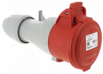 Prise droite femelle 16 Amp�res 3P+T IP44 rouge - Legrand 555108