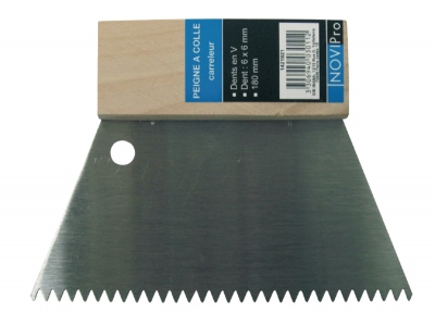 Peigne � colle - Dents 6 x 6 en V - Longueur 180 mm - Novipro P5