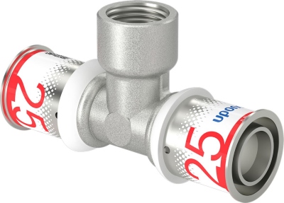 T� � sertir - Taraudage femelle - S-Press PLUS - 25 mm vers 1/2 vers 25 mm - Uponor 1070598