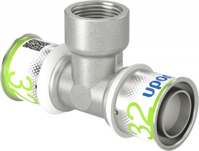 T� � sertir - Taraudage femelle - S-Press PLUS - 32 mm vers 3/4 vers 32 mm - Uponor 1070601
