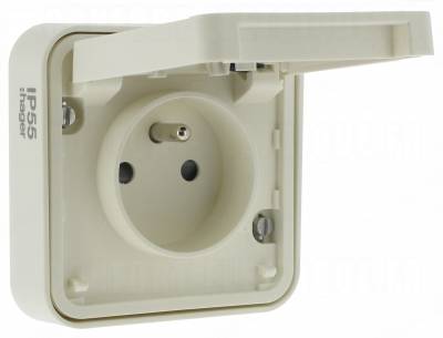 Prise de courant 2P+T 16A Hager Cubyko composable blanche