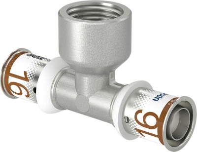 T� � sertir - Taraudage femelle - S-Press PLUS - 16 mm vers 1/2 vers 16 mm - Uponor 1070595