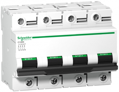 Disjoncteur Schneider - C120N - 4 P�les - 125 amp�res - Courbe D - Schneider electric A9N18393