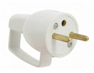Fiche male 16A 2P+T en plastique avec anneau extraction blanc