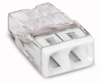 Borne pour boite de d�rivation Compact - Wago - 2 conducteurs - 2 x 0.5 � 2.5 mm� - Transparent / Blanc