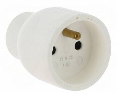 Fiche femelle 16A 2P+T en plastique couleur blanc