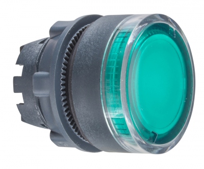 T�te Bouton Poussoir - Lumineux - Affleurant - Vert - Schneider ZB5AW333
