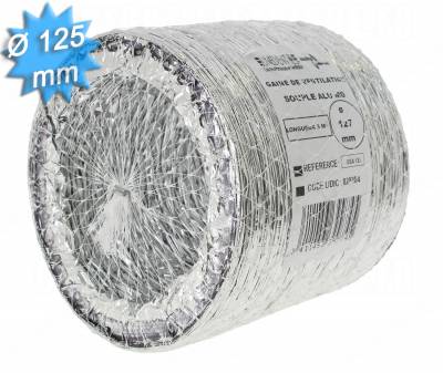 Gaine alu - Souple - Diam�tre 125 mm - 3 m�tres - Unelvent