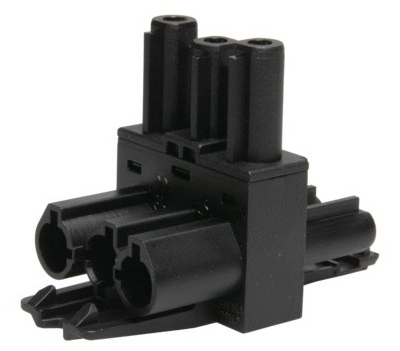 Distributeur en T - 3 P�les - 1 Entr�e - 2 Sorties - Noir - Bizline 300039