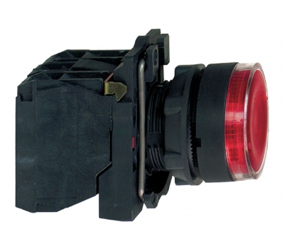 Bouton Poussoir Lumineux - Affleurant - 1NO + 1NF - Rouge - 24V - Schneider XB5AW34B5
