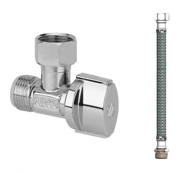 Kit robinetterie WC - Equerre 1/4 tour - 12 x 17 - Flexible 20 cm + 3 joints - Arco FV0011