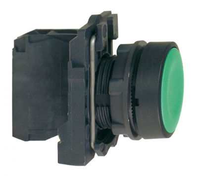 Bouton Poussoir - Affleurant - 1 NO + 1 NF - Vert - Complet - Schneider XB5AA35