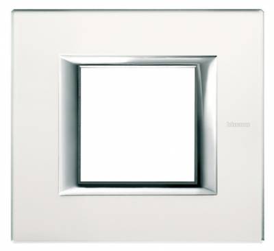 Plaque rectangulaire 2 modules Bticino Axolute verre miroir d�poli